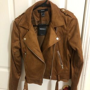 Forever 21 Tan Suede Moto Jacket